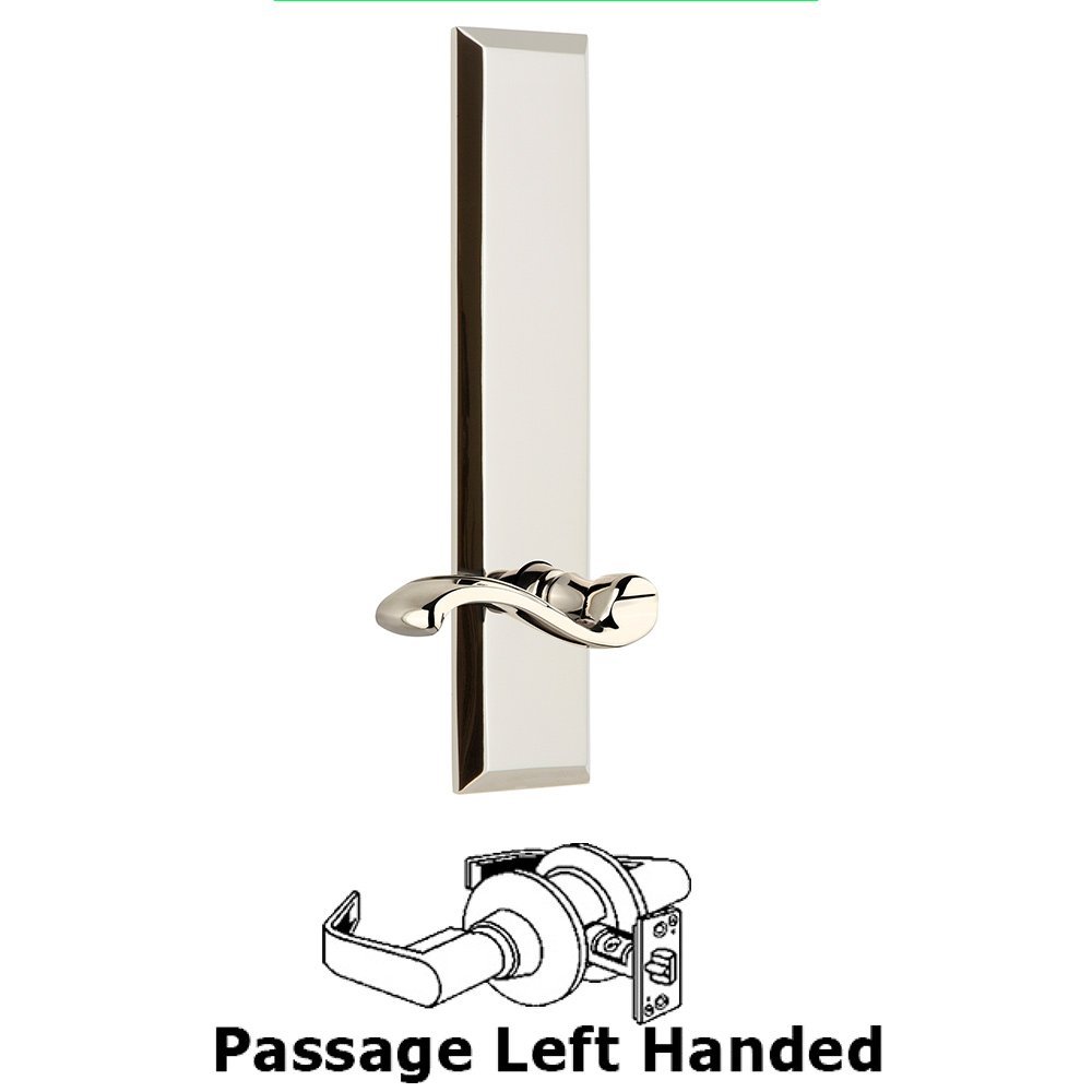 Grandeur Passage Fifth Avenue Tall with Portofino Left Handed Lever in Polished Nickel