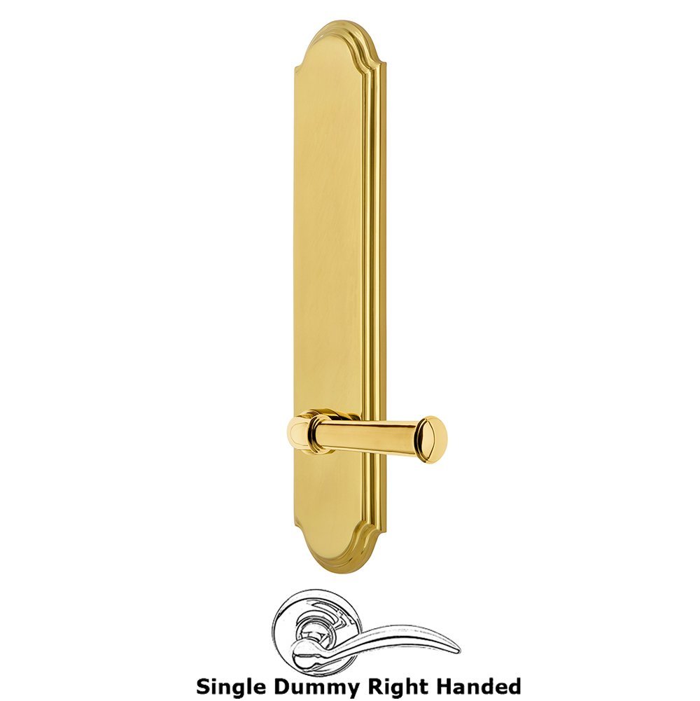 Grandeur Tall Plate Dummy with Georgetown Right Handed Lever in Polished Brass