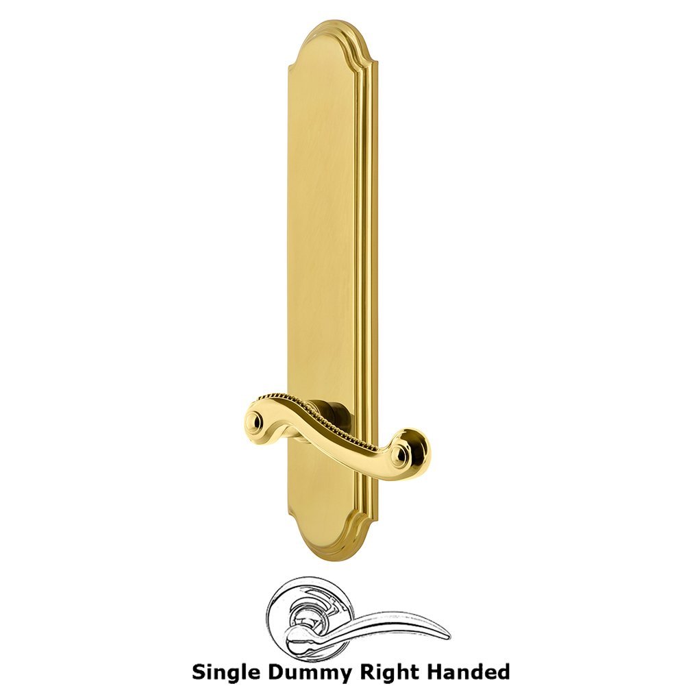 Grandeur Tall Plate Dummy with Newport Right Handed Lever in Lifetime Brass