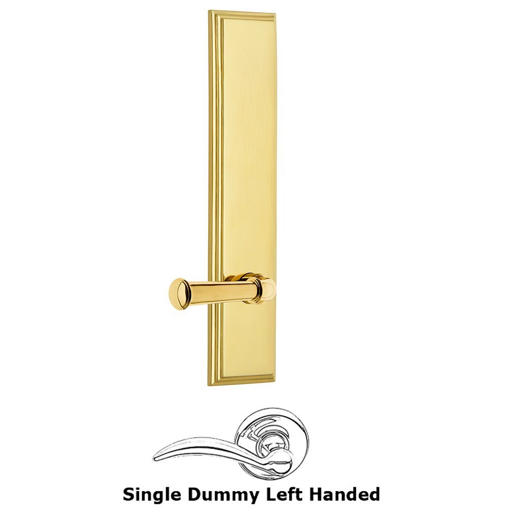 Grandeur Dummy Carre Tall Plate with Georgetown Left Handed Lever in Polished Brass