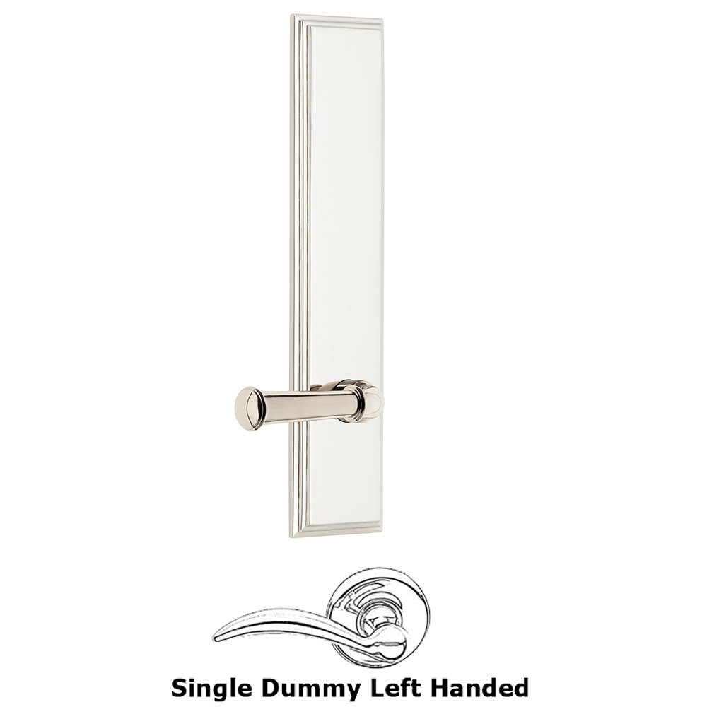 Grandeur Dummy Carre Tall Plate with Georgetown Left Handed Lever in Polished Nickel