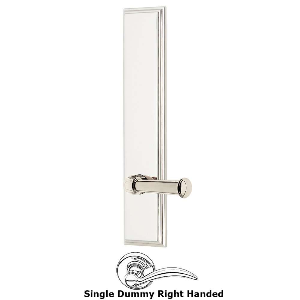 Grandeur Dummy Carre Tall Plate with Georgetown Right Handed Lever in Polished Nickel