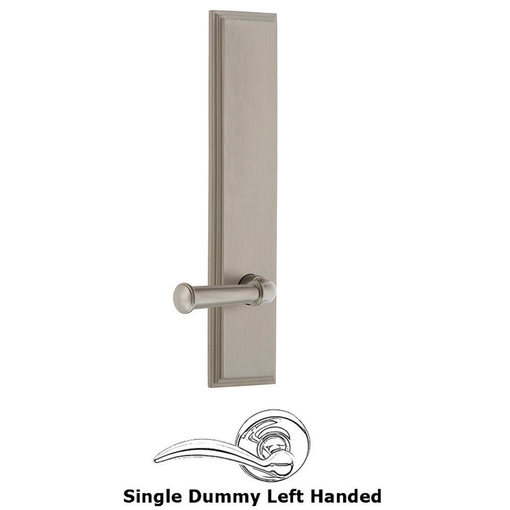 Grandeur Dummy Carre Tall Plate with Georgetown Left Handed Lever in Satin Nickel