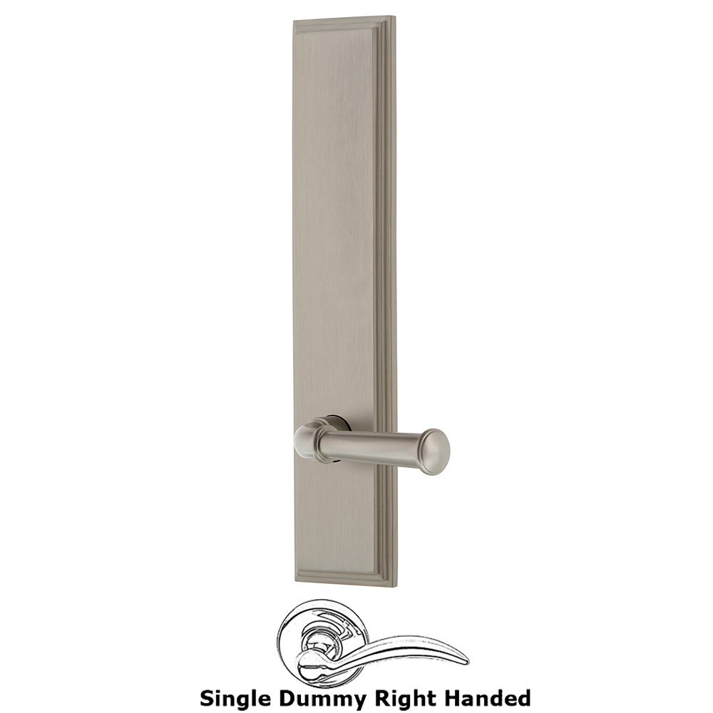 Grandeur Dummy Carre Tall Plate with Georgetown Right Handed Lever in Satin Nickel