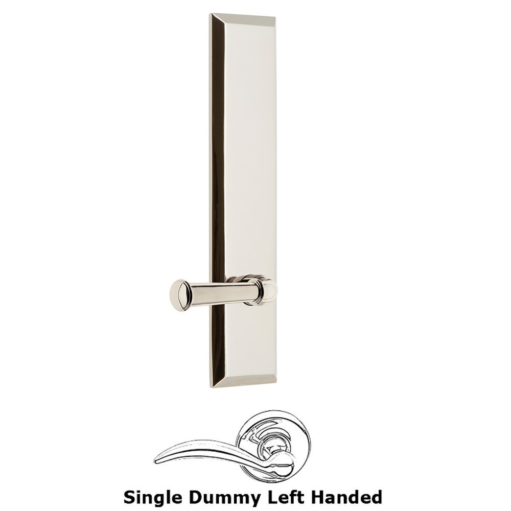 Grandeur Single Dummy Fifth Avenue Tall Plate with Georgetown Left Handed Lever in Polished Nickel