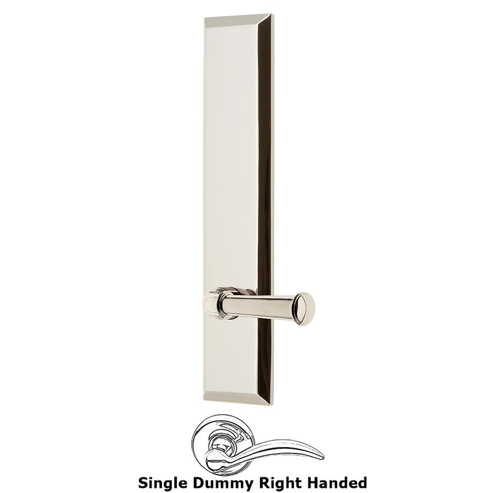 Grandeur Single Dummy Fifth Avenue Tall Plate with Georgetown Right Handed Lever in Polished Nickel