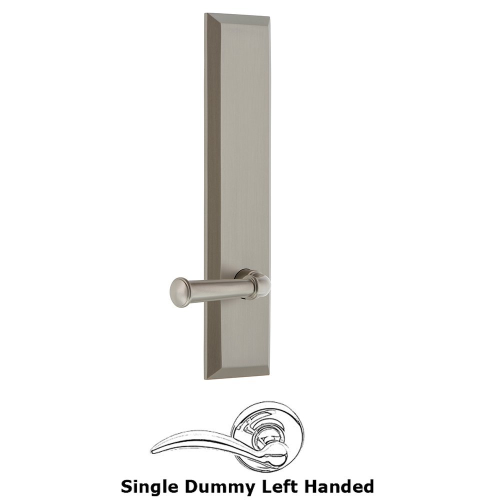 Grandeur Single Dummy Fifth Avenue Tall Plate with Georgetown Left Handed Lever in Satin Nickel