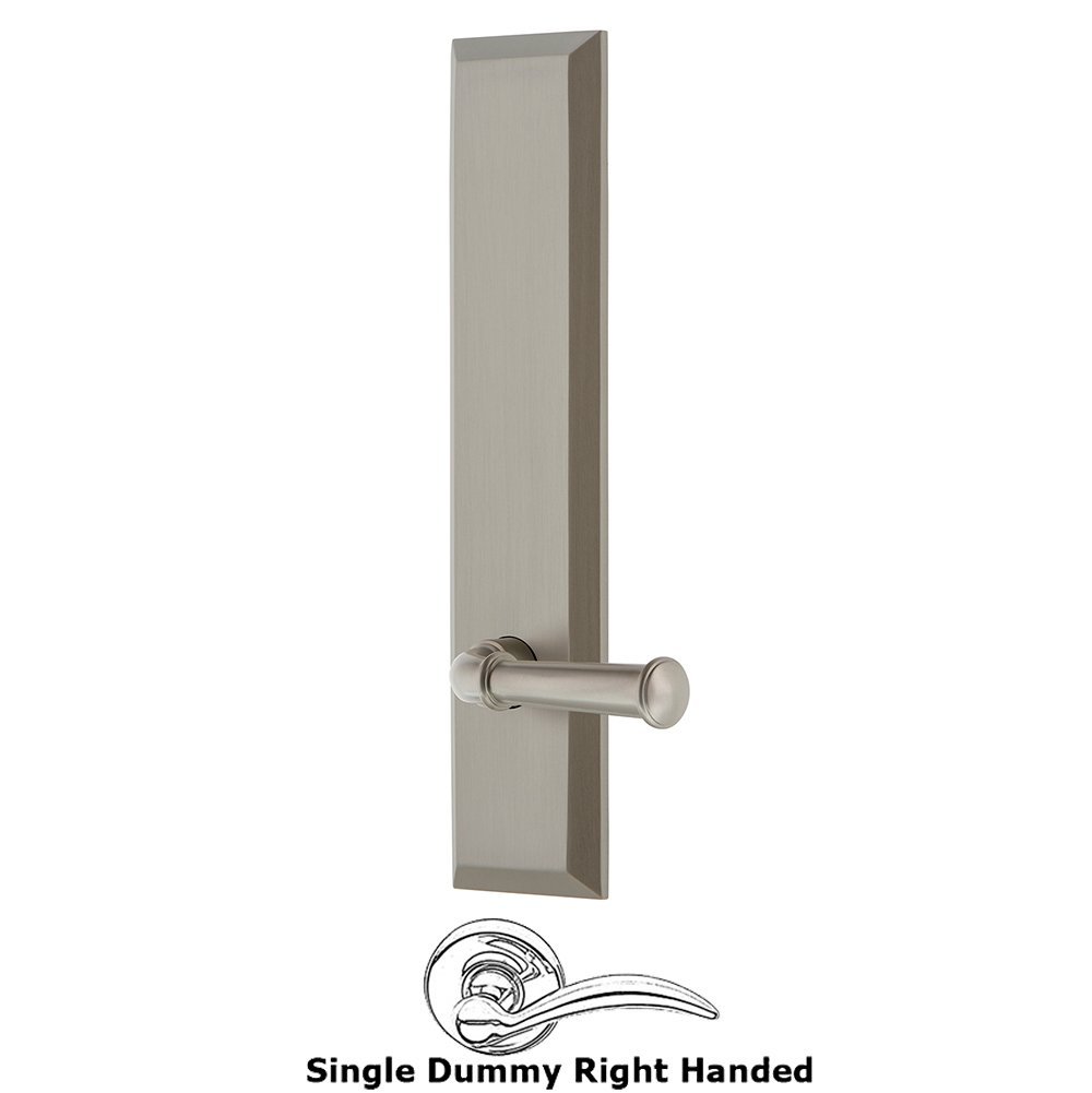 Grandeur Single Dummy Fifth Avenue Tall Plate with Georgetown Right Handed Lever in Satin Nickel