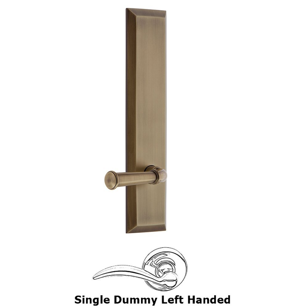 Grandeur Single Dummy Fifth Avenue Tall Plate with Georgetown Left Handed Lever in Vintage Brass