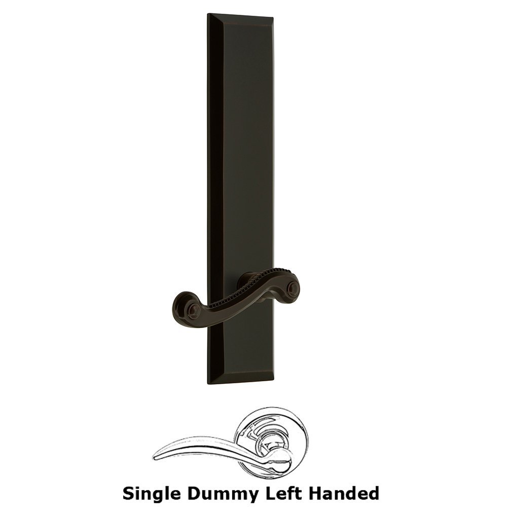 Grandeur Single Dummy Fifth Avenue Tall Plate with Newport Left Handed Lever in Timeless Bronze