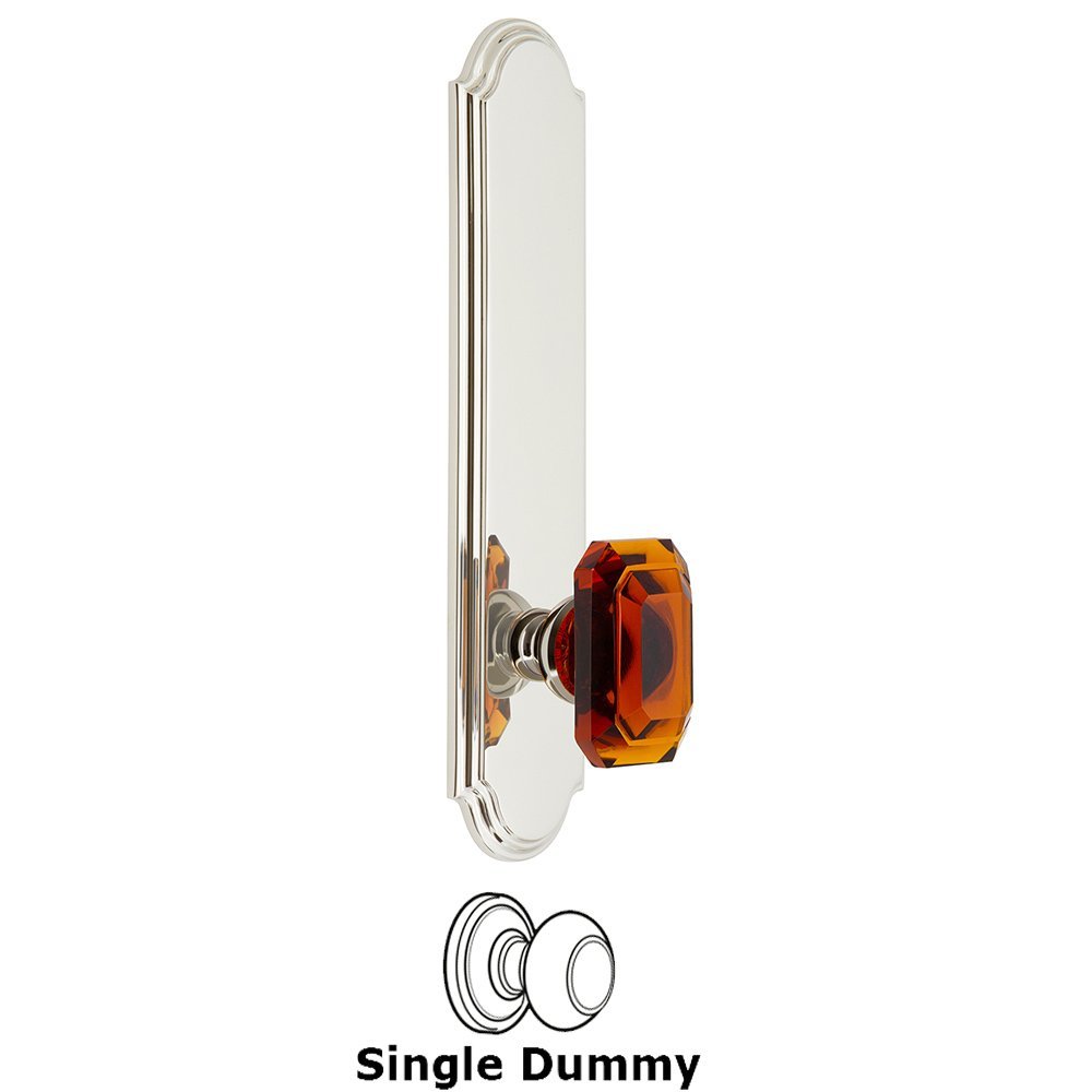 Grandeur Tall Plate Dummy with Baguette Amber Knob in Polished Nickel