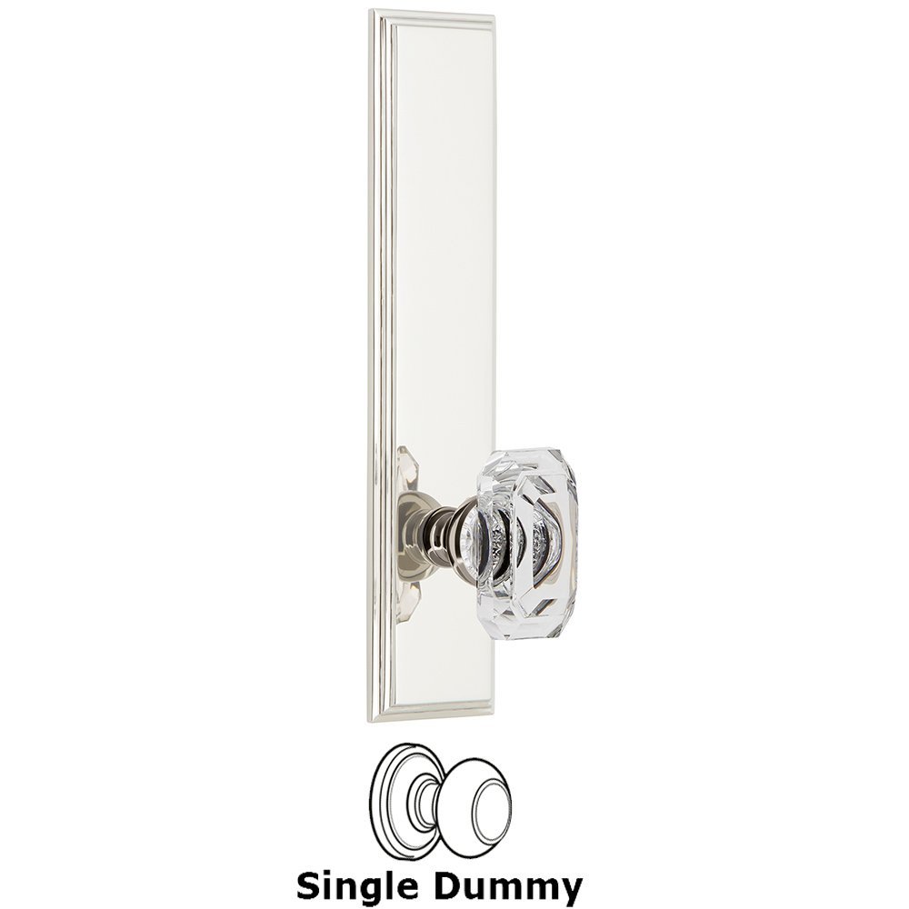 Grandeur Dummy Carre Tall Plate with Baguette Clear Crystal Knob in Polished Nickel