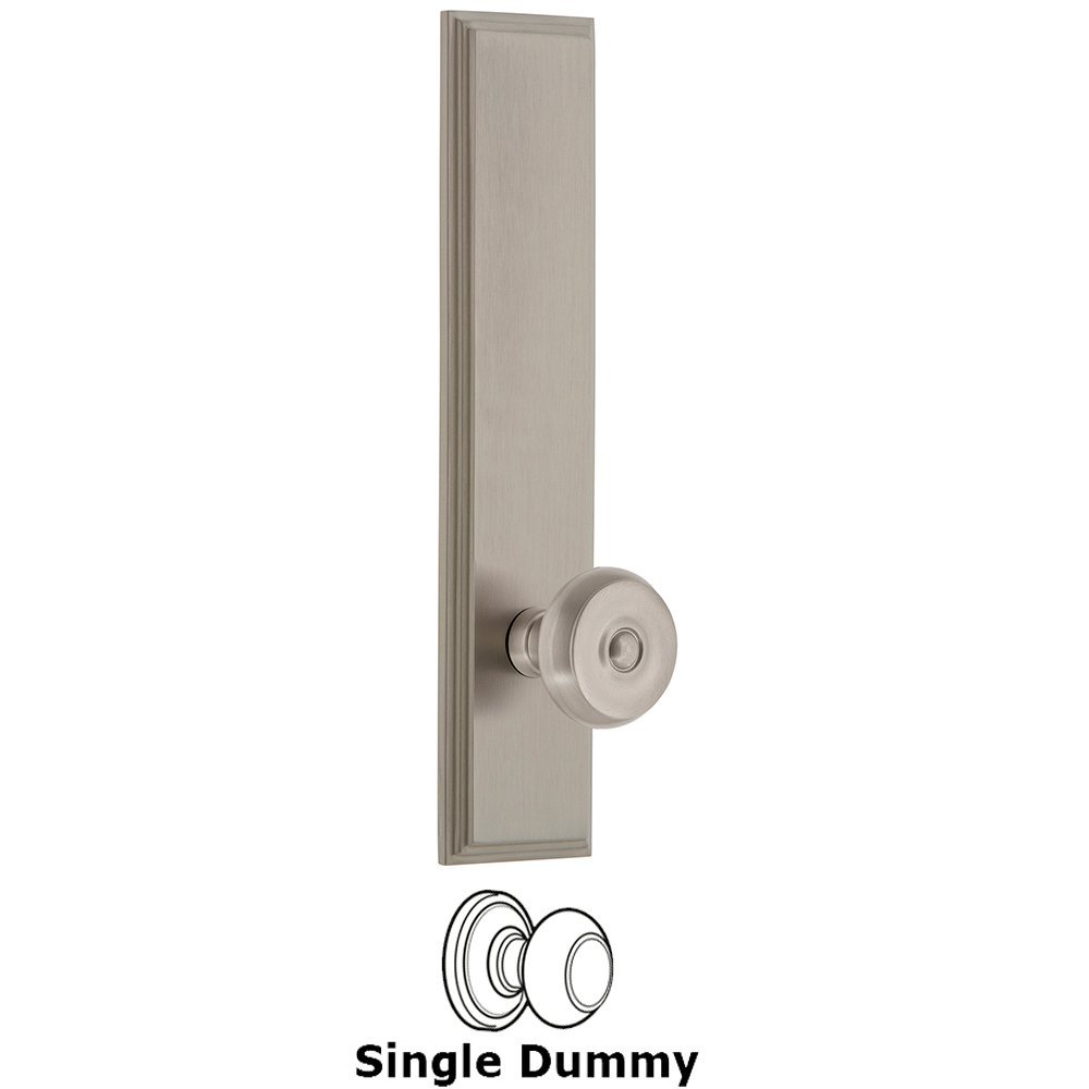Grandeur Dummy Carre Tall Plate with Bouton Knob in Satin Nickel