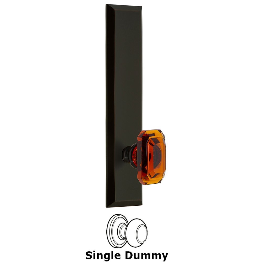 Grandeur Single Dummy Fifth Avenue Tall Plate with Baguette Amber Knob in Timeless Bronze