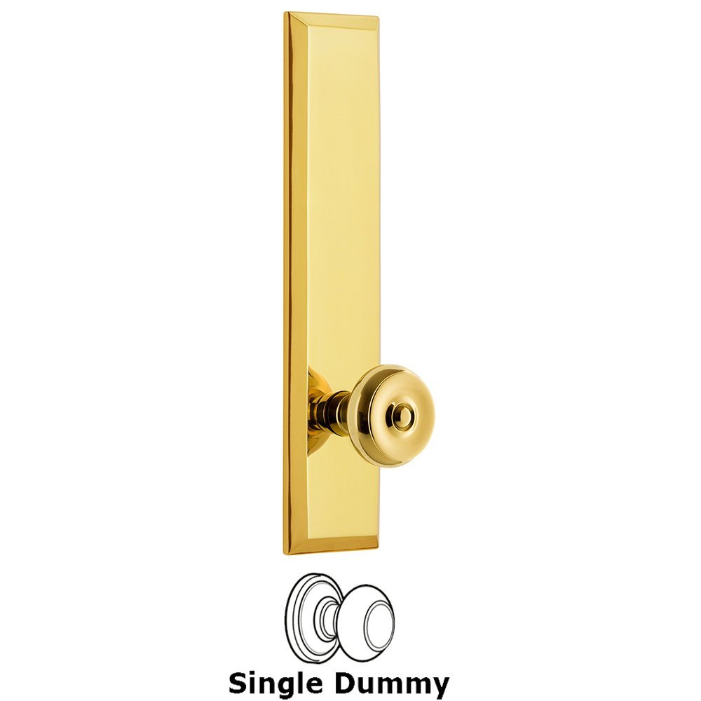 Grandeur Single Dummy Fifth Avenue Tall Plate with Bouton Knob in Polished Brass