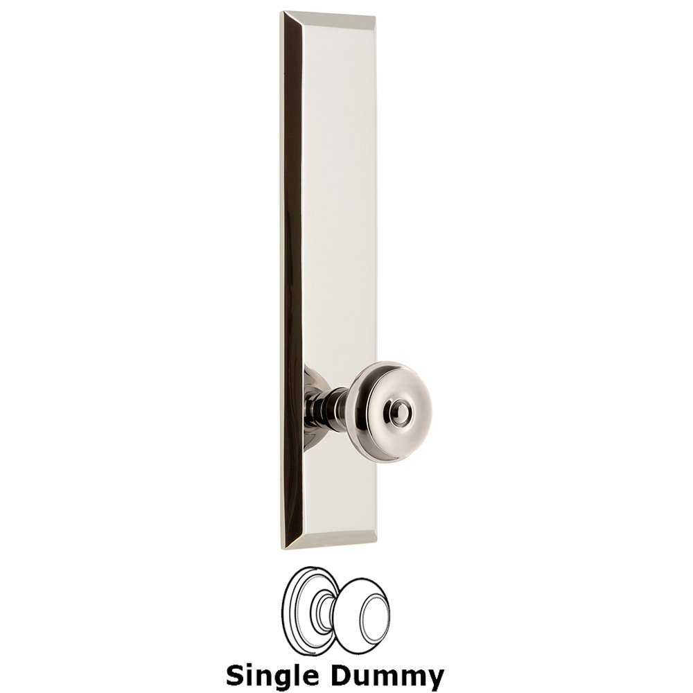 Grandeur Single Dummy Fifth Avenue Tall Plate with Bouton Knob in Polished Nickel