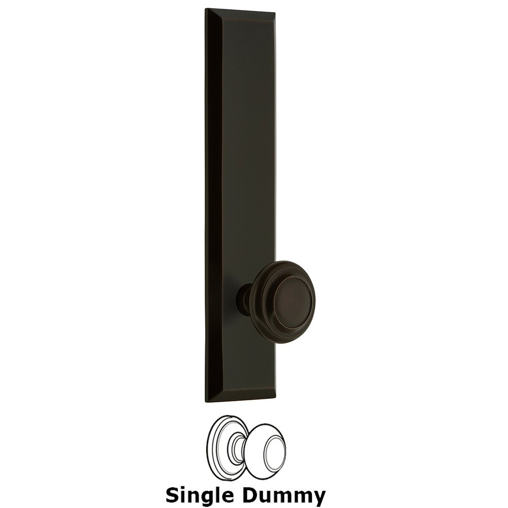 Grandeur Single Dummy Fifth Avenue Tall Plate with Circulaire Knob in Timeless Bronze