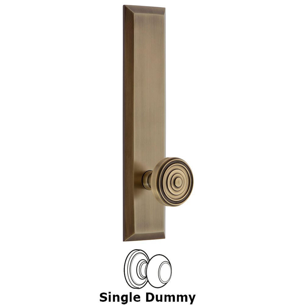 Grandeur Single Dummy Fifth Avenue Tall Plate with Soleil Knob in Vintage Brass