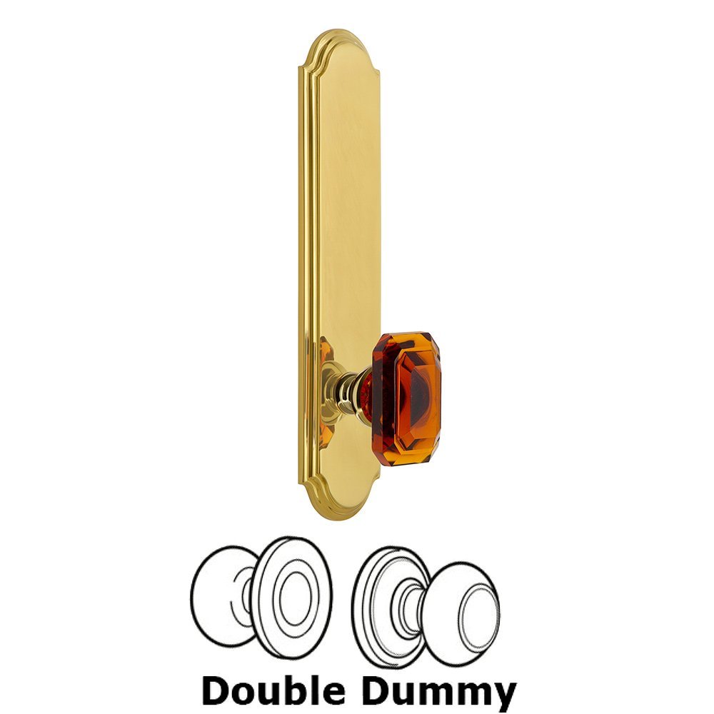 Grandeur Tall Plate Double Dummy with Baguette Amber Knob in Lifetime Brass