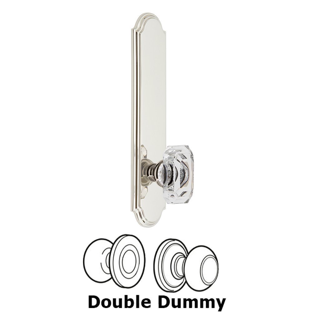 Grandeur Tall Plate Double Dummy with Baguette Clear Crystal Knob in Polished Nickel