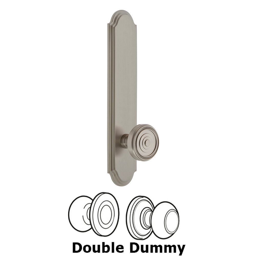 Grandeur Tall Plate Double Dummy with Soleil Knob in Satin Nickel
