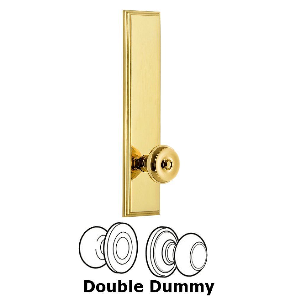 Grandeur Double Dummy Carre Tall Plate with Bouton Knob in Lifetime Brass