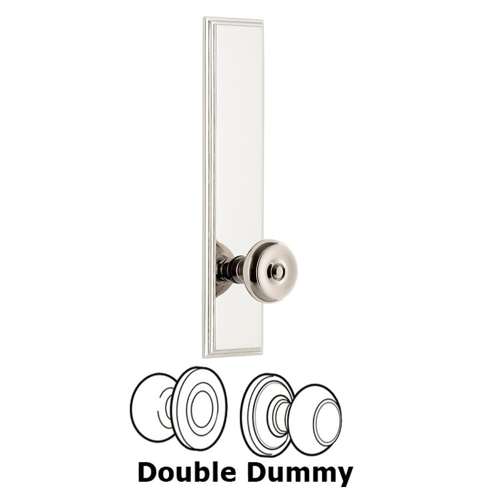 Grandeur Double Dummy Carre Tall Plate with Bouton Knob in Polished Nickel