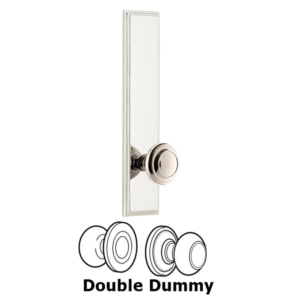 Grandeur Double Dummy Carre Tall Plate with Circulaire Knob in Polished Nickel