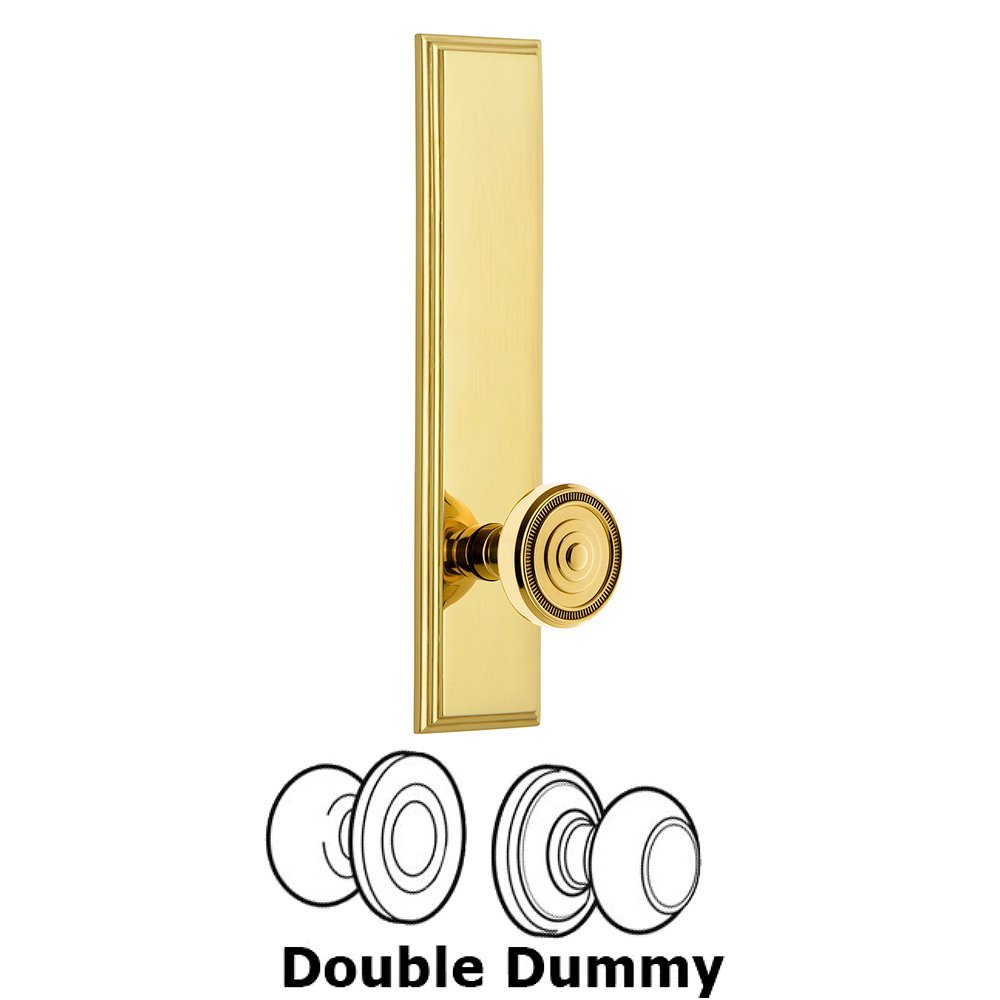Grandeur Double Dummy Carre Tall Plate with Soleil Knob in Lifetime Brass