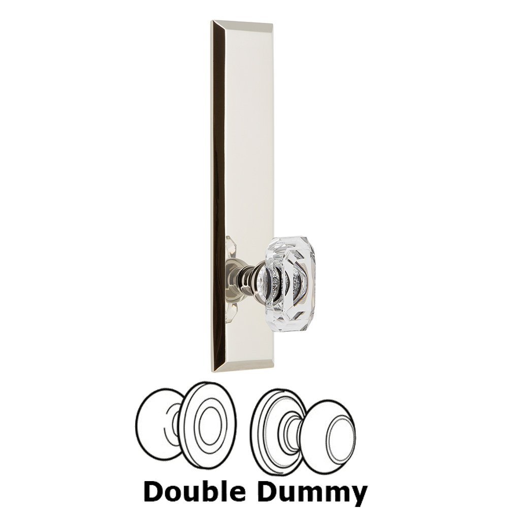 Grandeur Double Dummy Fifth Avenue Tall with Baguette Clear Crystal Knob in Polished Nickel