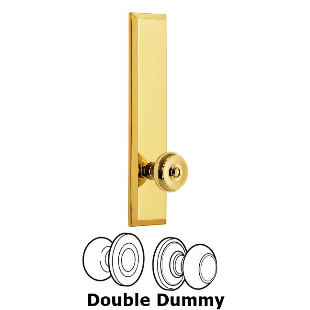 Grandeur Double Dummy Fifth Avenue Tall with Bouton Knob in Polished Brass