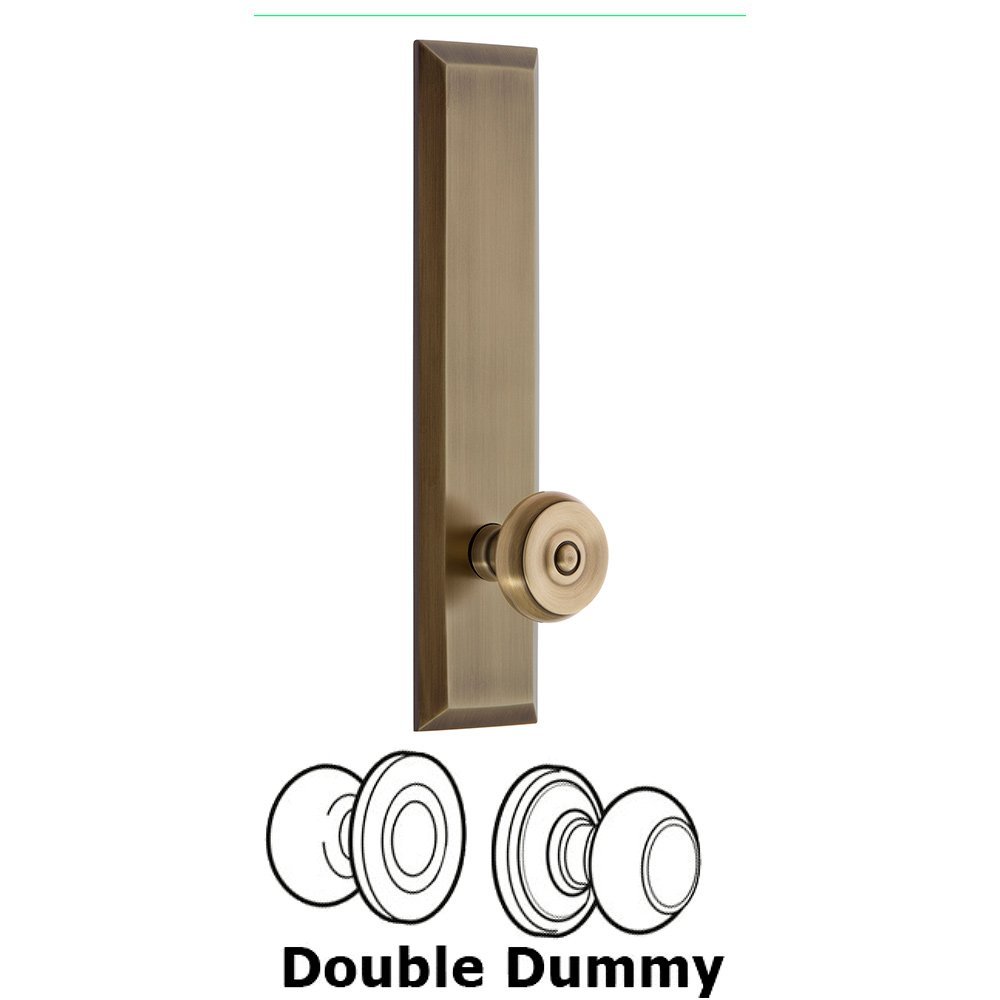 Grandeur Double Dummy Fifth Avenue Tall with Bouton Knob in Vintage Brass