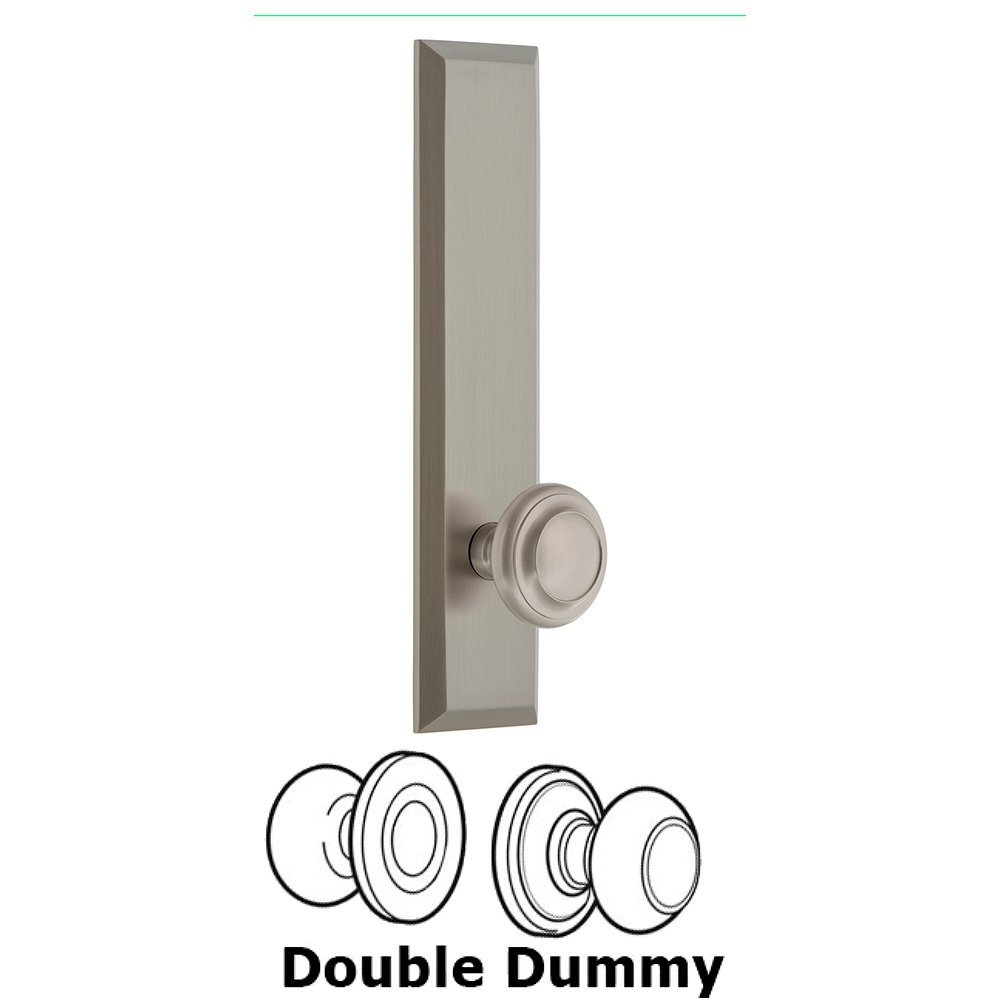 Grandeur Double Dummy Fifth Avenue Tall with Circulaire Knob in Satin Nickel