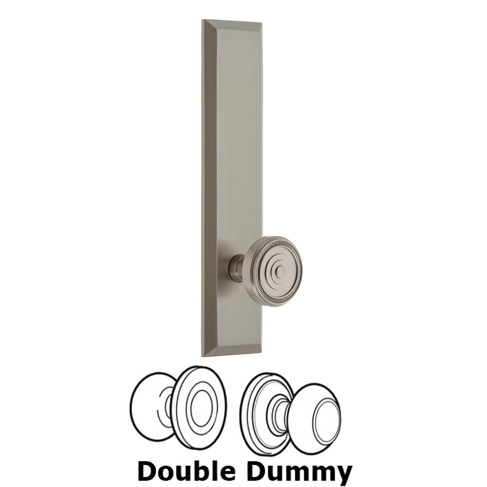Grandeur Double Dummy Fifth Avenue Tall with Soleil Knob in Satin Nickel