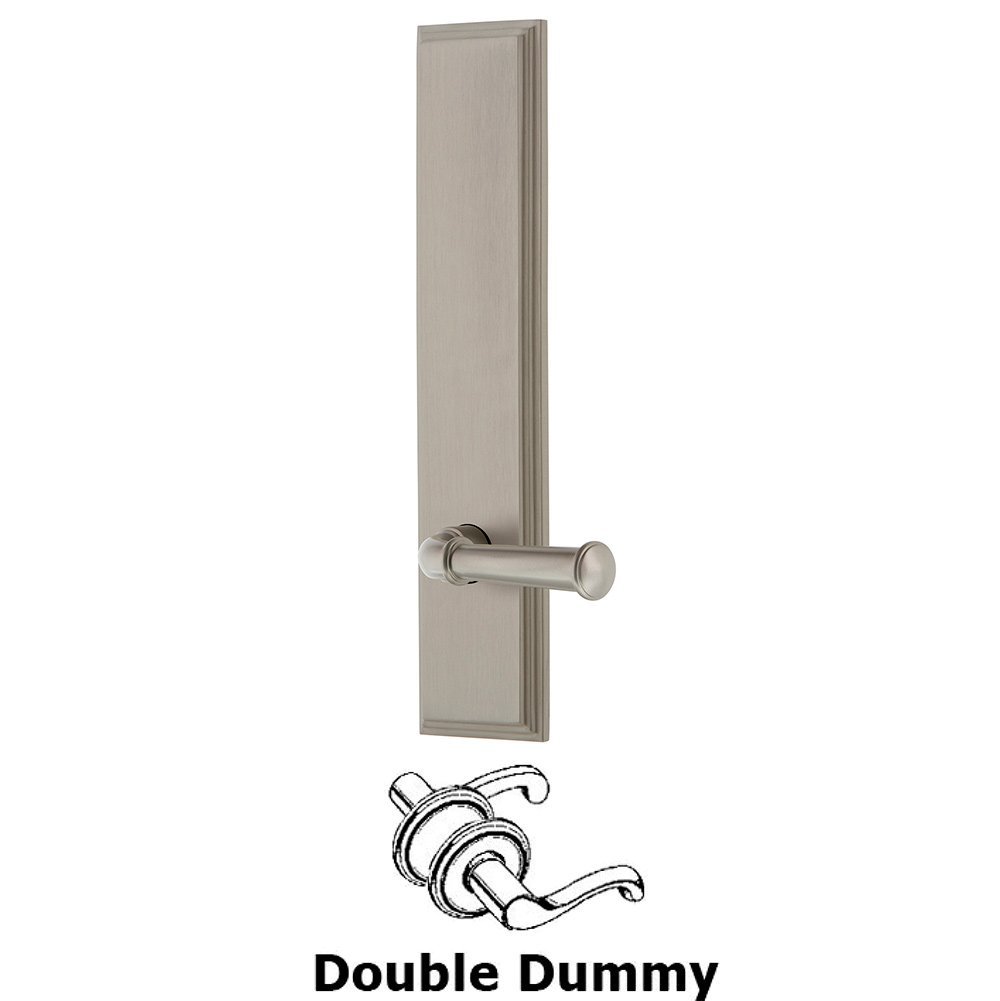 Grandeur Double Dummy Carre Tall Plate with Georgetown Lever in Satin Nickel