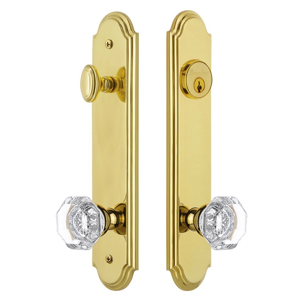 Grandeur Arc Tall Plate Handleset with Chambord Knob in Lifetime Brass