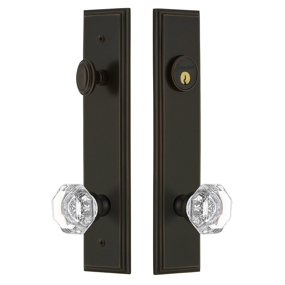 Grandeur Tall Plate Handleset with Chambord Knob in Timeless Bronze
