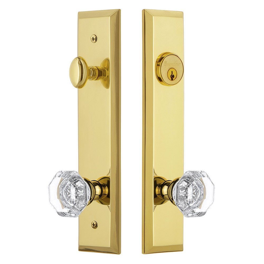 Grandeur Tall Plate Handleset with Chambord Knob in Lifetime Brass