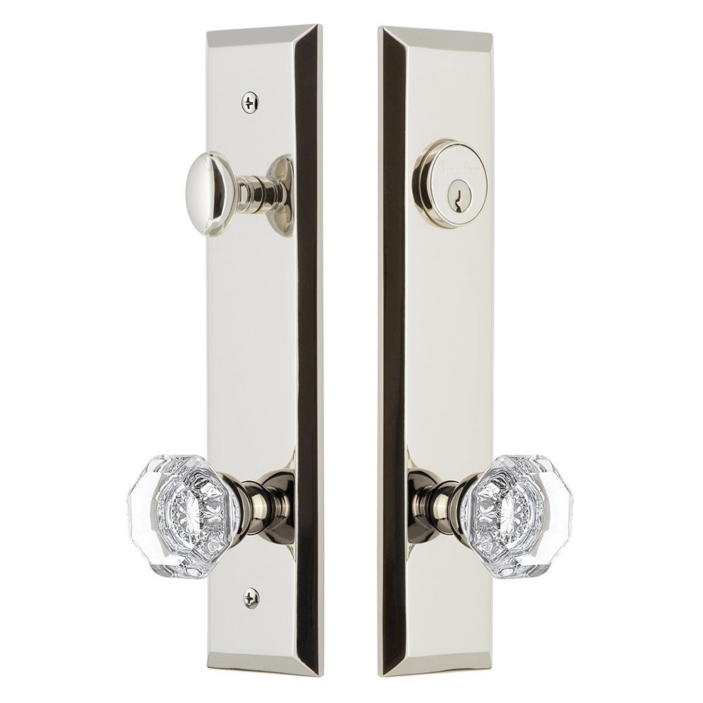 Grandeur Tall Plate Handleset with Chambord Knob in Polished Nickel