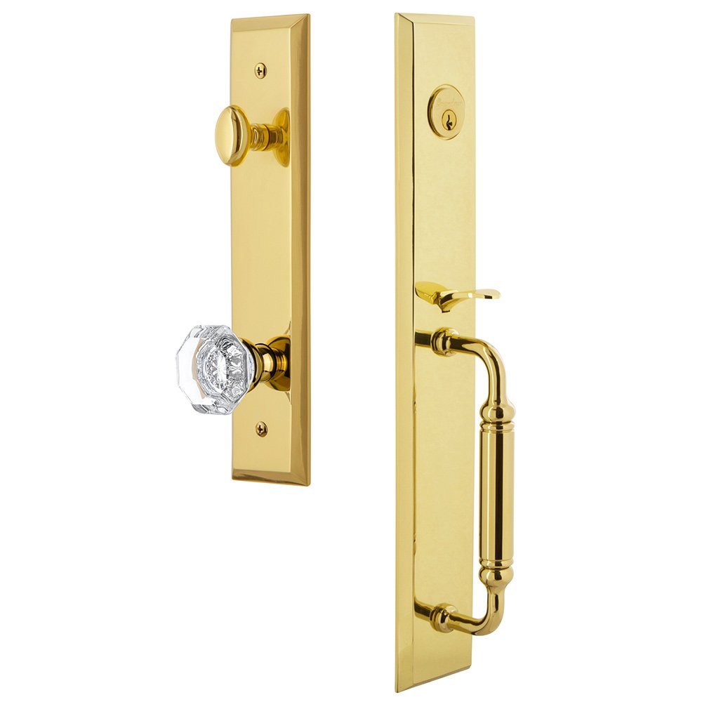 Grandeur One-Piece Handleset with C Grip and Chambord Knob in Lifetime Brass