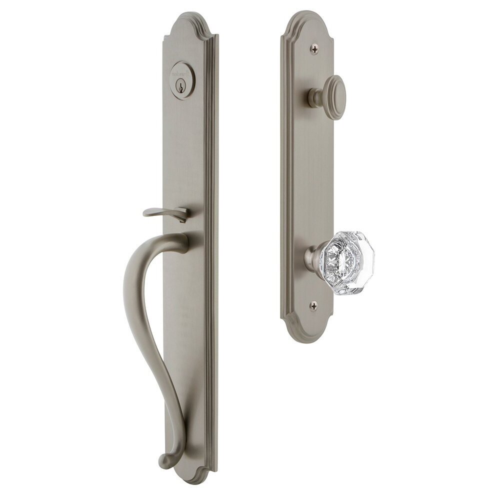 Grandeur Arc One-Piece Handleset with S Grip and Chambord Knob in Satin Nickel