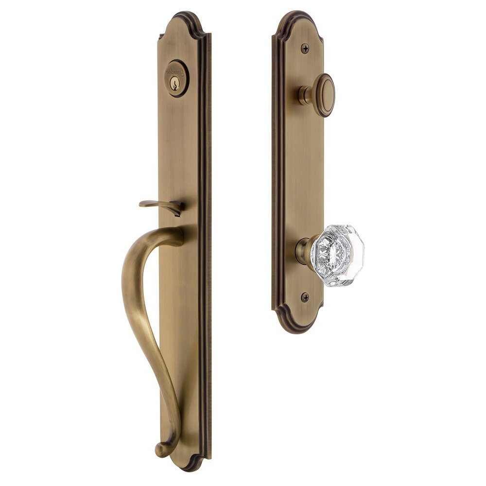 Grandeur Arc One-Piece Handleset with S Grip and Chambord Knob in Vintage Brass