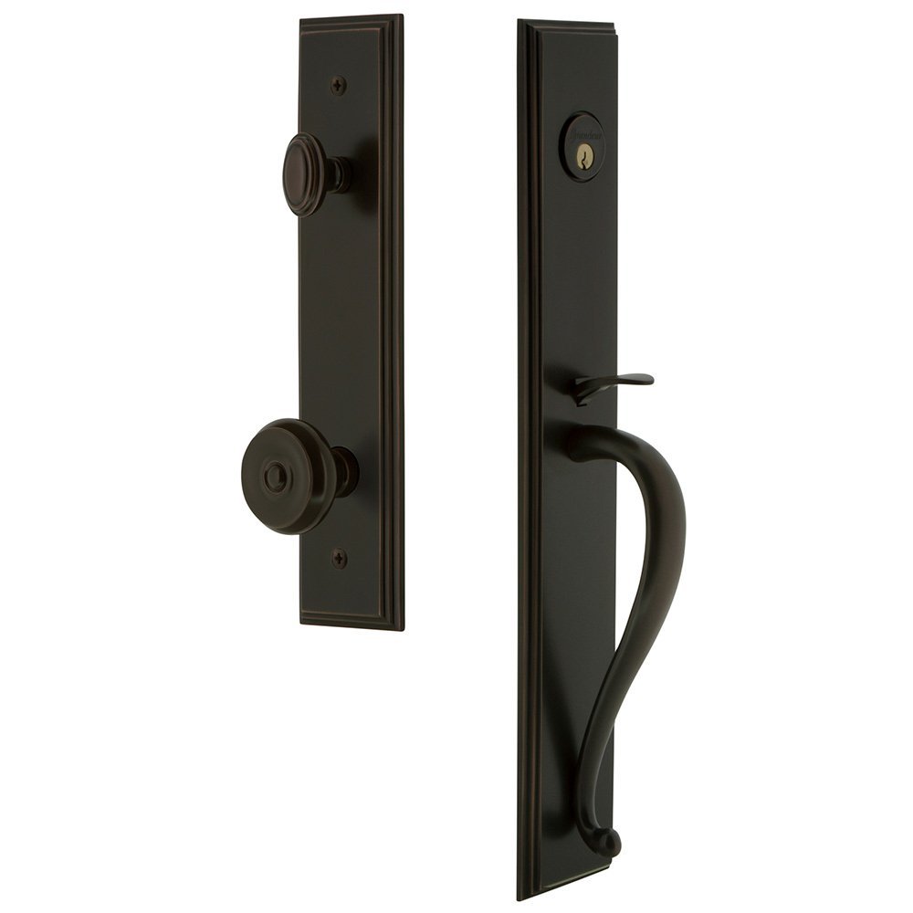 Grandeur One-Piece Handleset with S Grip and Bouton Knob in Timeless Bronze
