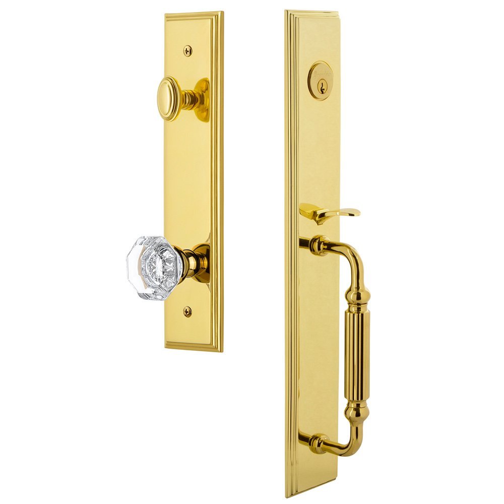 Grandeur One-Piece Handleset with F Grip and Chambord Knob in Lifetime Brass