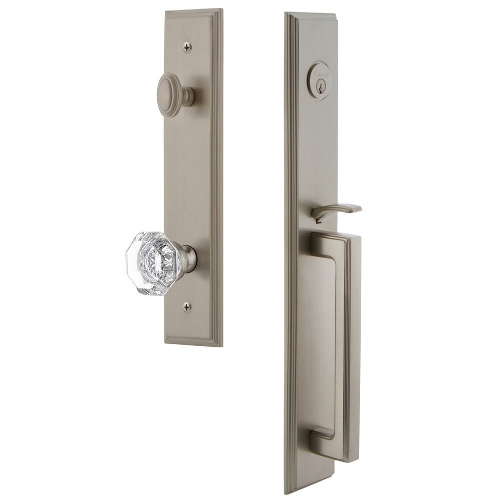 Grandeur One-Piece Handleset with D Grip and Chambord Knob in Satin Nickel