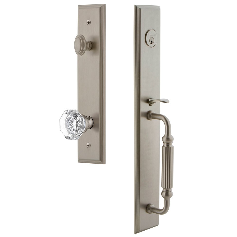 Grandeur One-Piece Handleset with F Grip and Chambord Knob in Satin Nickel