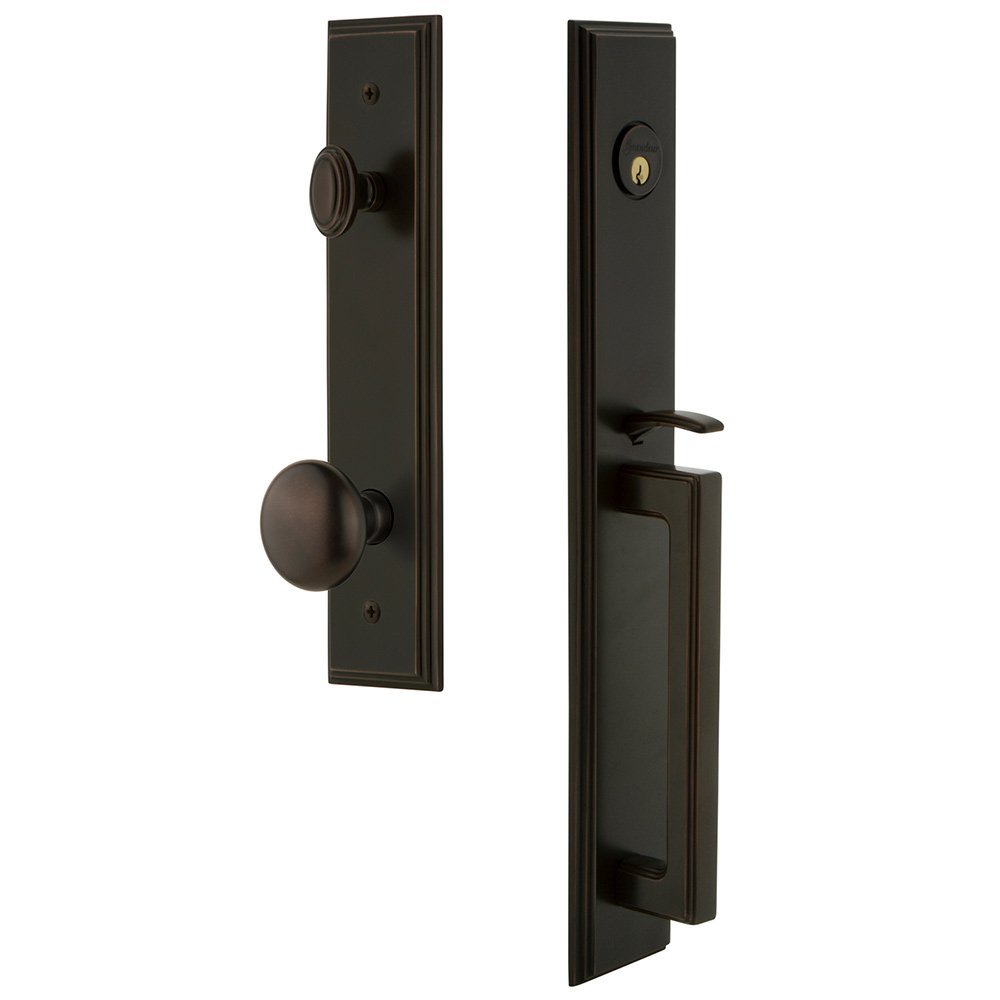 Grandeur One-Piece Handleset with D Grip and Fifth Avenue Knob in Timeless Bronze