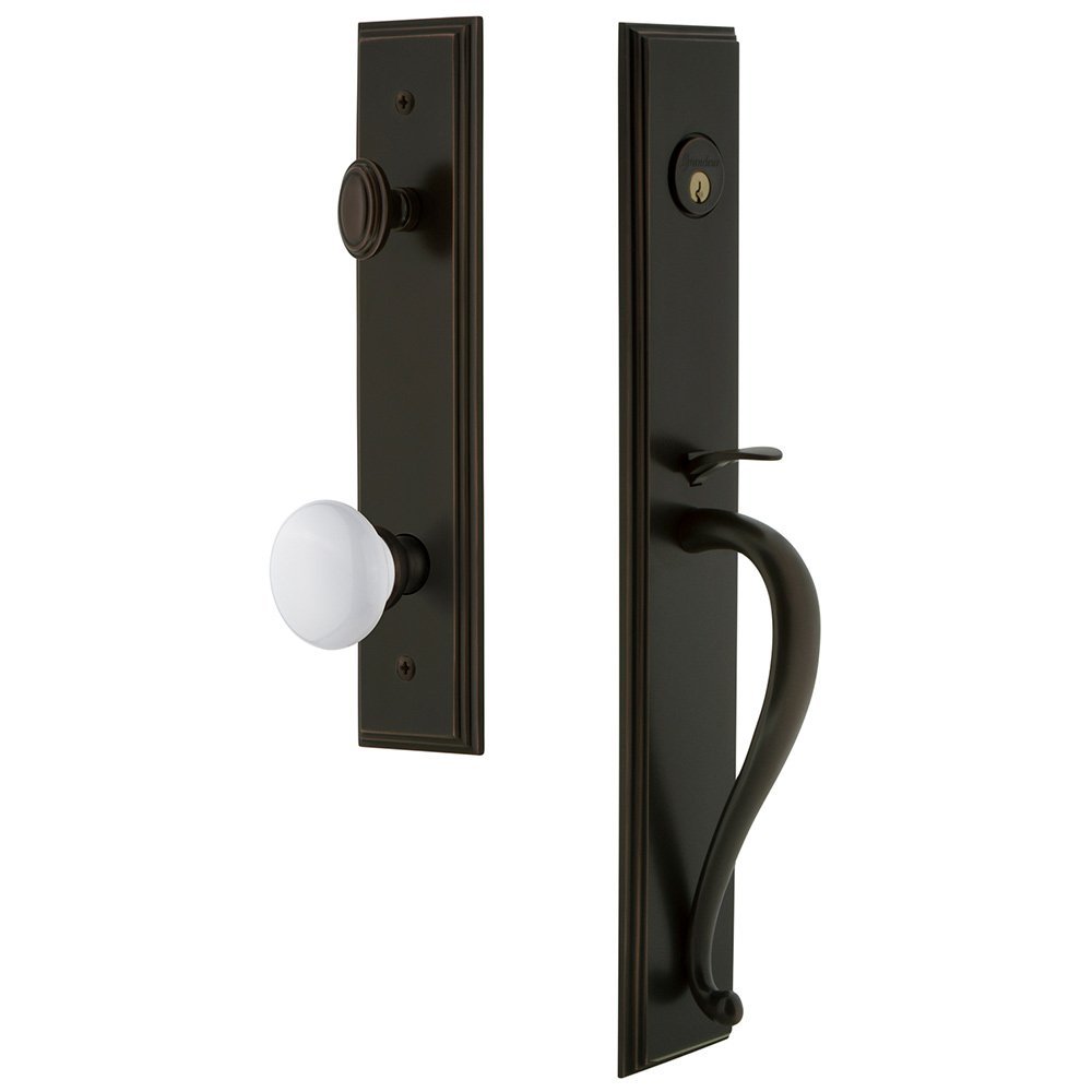 Grandeur One-Piece Handleset with S Grip and Hyde Park Knob in Timeless Bronze