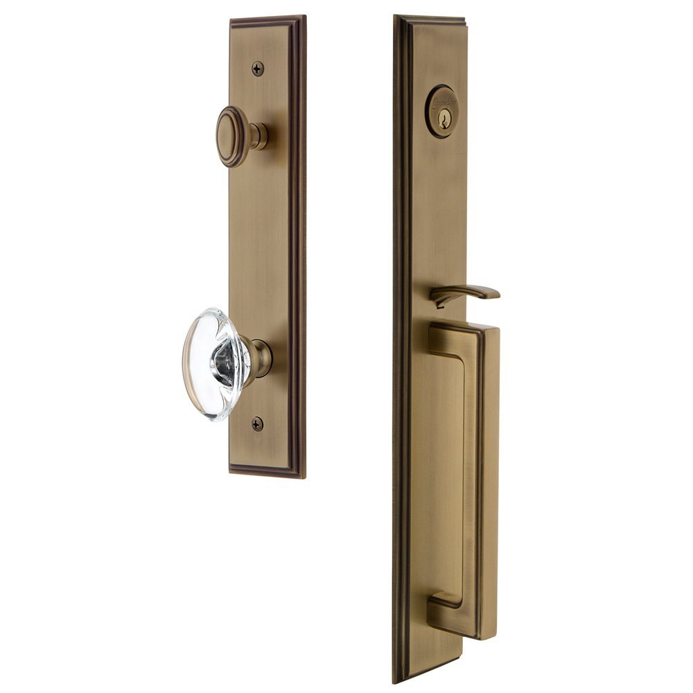 Grandeur One-Piece Handleset with D Grip and Provence Knob in Vintage Brass
