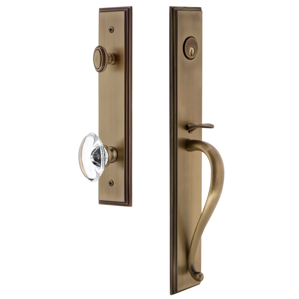 Grandeur One-Piece Handleset with S Grip and Provence Knob in Vintage Brass